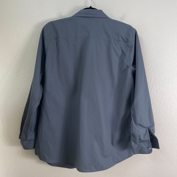 NEW Coldwater Creek Womens Petite Large Anytime No Iron Tunic Top Gray Shirt - Picture 8 of 8